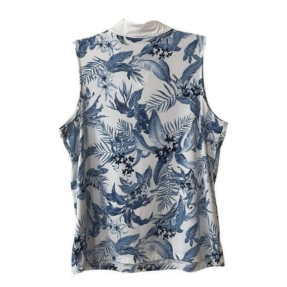 Tommy Bahama Active Golf Polo Tank Top Size Large Floral Tabu Jungle Quarter Zip - Picture 3 of 8